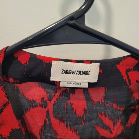 NWT! - Black and Red V Neck Dress - Zadig & Voltaire - Size: M - Picture 2 of 3